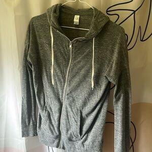 Gray Thin Zip Up Sweatshirt